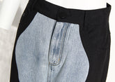Schwarze, blaue Jeans mit Wellenstichen und geradem, weitem Bein, elegante Hose für Internet-Berühmtheiten